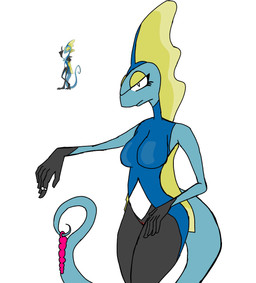 anthro contiguous_snout female genitals ring sex_toy solo vulva anonymous_artist nintendo pokemon chameleon generation_8_pokemon humanoid inteleon lizard pokemon_(species) reptile scalie absurd_res hi_res