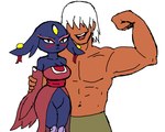 anthro big_breasts black_body black_fur blush bottomless bottomless_anthro bottomless_female breasts cleavage clothed clothing collarbone dress duo ear_piercing embarrassed embarrassed_female eyeshadow feathered_wings feathers featureless_crotch female female_anthro flexing flexing_bicep floppy_ears forehead_gem frowning_at_viewer fur gem hair hair_over_eyes hug human_on_anthro interspecies looking_at_viewer lop_ears makeup male male/female male_human muscular muscular_human muscular_male navel open_mouth open_smile piercing pink_eyeshadow red_body red_clothing red_dress red_feathers red_sash sash simple_background skinny_anthro skinny_female small_waist smile standing white_background white_hair wide_hipped_anthro wide_hipped_female wings anonymous_artist nine_sols red_candle_games goumang_(nine_sols) felid feline human mammal solarian 2025 5:4 aliasing digital_drawing_(artwork) digital_media_(artwork) english_description portrait three-quarter_portrait