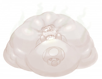 big_diaper blush bodily_fluids bottomwear clothing collar diaper embarrassed excessive_feces eyebrows fangs feces huge_diaper hyper hyper_feces hyper_soiling looking_down one_eye_closed scatplay soiling solo stink_fumes stink_lines tears teeth thick_eyebrows underwear krinklymay mario_bros nintendo goomba waddling_head