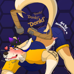 anthro backwards_hat bent_over blush bodily_fluids bottomwear breath cardboard cardboard_tube clothed clothing cum cum_drip cum_in_clothing cum_in_pants dripping drooling genital_fluids hat headgear headwear male orgasm_face panting piercing precum precum_drip saliva shorts solo visor_cap conditional_dnp notkastar e621 dubsthefox canid canine fennec_fox fox mammal true_fox 1:1