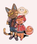 anthro arm_support beverage_can big_sister_villager clothing duo female female/female holding_arm jacket leather leather_clothing leather_jacket leather_topwear speech_bubble topwear sorochii animal_crossing nintendo hazel_(animal_crossing) katt_(animal_crossing) tangy_(animal_crossing) domestic_cat felid feline felis mammal rodent sciurid tree_squirrel hi_res