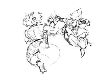 animated_gif anthro barefoot battle duo feet fight male simple_background soles tail toes white_background epilepsy_warning zachary_braun domestic_cat felid feline felis haplorhine mammal monkey primate 2d_animation 4:3 animated short_playtime