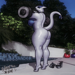 anthro anthrofied arched_soles areola barefoot big_breasts big_butt black_areola black_lips black_nipples blue_body blue_breasts blue_skin breasts butt casual_nudity choker choker_only clothing curvy_figure day exercise eyes_closed feet female fingers footwear high_heels hourglass_figure jewelry jewelry_only lips long_tail multicolored_body multicolored_skin necklace necklace_only nipples nude nude_workout outdoor_nudity outside plant platform_footwear platform_heels pokemorph raised_tail shoes soles solo standing swimming_pool tail thick_bottom_lip thick_tail thick_thighs toes two_tone_body two_tone_skin voluptuous voluptuous_anthro voluptuous_female water weightlifting white_body white_butt white_skin wide_hipped_anthro wide_hipped_female wide_hips workout sligarthetiger nintendo pokemon generation_2_pokemon legendary_pokemon lugia pokemon_(species) 1:1 2022 hi_res signature