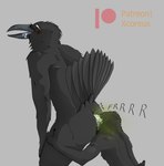 anal anthro aroused beak bird_feces blush blush_lines bodily_fluids claws drooling duo eating_feces fart fart_cloud fart_fetish fart_sniffing farting_in_mouth farting_on_face feathers feces feces_in_mouth fluffy hands_on_legs hands_on_thighs kneeling larger_male looking_pleasured looking_up male male/male oral pooping rear_view rimming saliva scatplay sex simple_background size_difference smaller_male sniffing tail tail_feathers thick_thighs xcoreus patreon abraham_(xcoreus) avian bird corvid corvus_(genus) oscine passerine raven cel_shading hi_res shaded