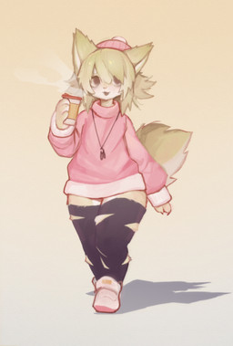 absolute_territory anthro beanie biped black_clothing black_leggings black_legwear clothed clothed_anthro clothed_female clothing coffee_cup container cup female female_anthro footwear fur hat headgear headwear holding_coffee_cup holding_container holding_cup holding_object jewelry kemono leggings legwear necklace pink_clothing pink_hat pink_headwear pink_sweater pink_topwear shoes simple_background sneakers solo sweater tail tan_body tan_fur topwear torn_clothing torn_leggings torn_legwear turtleneck walking wide_hipped_anthro wide_hipped_female wide_hips soda_uyu canid canine fox mammal 2021 hi_res