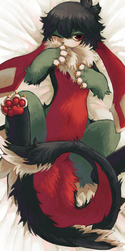4_toes ambiguous_anthro ambiguous_gender anthro arm_tuft barefoot bedding bedding_background belly black_hair black_nose claws countershading dakimakura dipstick_tail elbow_tuft featureless_crotch feet floppy_ears fluffy fur green_body green_fur hair handpaw high-angle_view kemono lop_ears lying markings multicolored_ears multicolored_tail navel neck_tuft nude on_back one_eye_closed pawpads paws red_belly red_body red_countershading red_ears red_eyes red_pawpads solo tail tail_markings tail_tuft toe_claws toes tuft two_tone_ears white_fingers white_tail_tip white_toes yellow_claws jejejunum mythology robin_(jejejunum) canid canine dragon furred_dragon furred_scalie hybrid mammal mythological_creature mythological_scalie scalie 2025 absurd_res dakimakura_design digital_media_(artwork) digital_painting_(artwork) hi_res painting_(artwork)