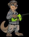 anthro barefoot biped clothed clothing eyewear feet front_view fully_clothed glasses male simple_background smile solo standing tail transparent_background uniform walkie-talkie dark_nek0gami motorola gentalon mammal mustelid otter alpha_channel full-length_portrait portrait