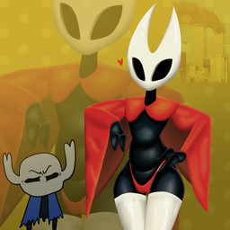 2_horns aircraft airplane ambiguous_gender biped black_body black_eyes building clothed clothing duo empty_eyes eyebrows female fingers hand_on_hip heart_symbol horn legwear red_clothing skimpy standing thigh_highs vehicle white_clothing white_legwear white_thigh_highs wide_hips sticky-doodles 9/11 hollow_knight_(franchise) team_cherry hornet_(hollow_knight) the_knight_(hollow_knight) arthropod vessel_(species) 1:1 2025 absurd_res hi_res