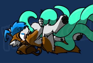anthro backpack blue_eyes blue_hair blush bodily_fluids breasts brown_body brown_fur consentacles eye_through_hair female fur genital_fluids hair hug inner_ear_fluff legs_up medium_breasts mostly_nude multicolored_body multicolored_fur one_eye_closed pawpads penetration sex simple_background smile solo tentacle_sex tentacles translucent translucent_hair transparent_background tuft two_tone_body two_tone_fur vaginal vaginal_fluids vaginal_penetration white_body white_fur wub_(artist) nel'i_(wub) alaskan_malamute canid canine canis domestic_dog mammal nordic_sled_dog spitz tentacle_creature alpha_channel hi_res signature watermark