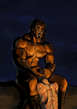 arm_wraps blood bodily_fluids dreadlocks duo fellatio holding_head male muscular muscular_male oral penile scratches sex shadow size_difference teeth wraps purplebirdman predator_(franchise) alien human mammal yautja 2026 colored colored_sketch detailed digital_drawing_(artwork) digital_media_(artwork) hi_res shaded sketch