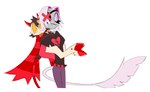 :< carrying_another duo eyewear female glasses hooves piggyback simple_background smile white_background conditional_dnp labbit_(artist) hazbin_hotel dick_(chimeracocks) fan_character l33t_(labbit) demon demon_humanoid humanoid imp labbit