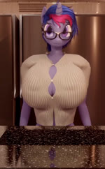 1_horn airborne_object anthro anthrofied big_breasts blue_hair bra bra_peek breasts bulging_breasts bursting_breasts button_(fastener) button_pop cleavage cleavage_overflow clothed clothing eyewear female glass glasses hair highlights_(coloring) horn huge_breasts medium_hair moan pink_highlights purple_body purple_eyes purple_highlights purple_skin red_highlights solo straining_buttons unbuttoned undersized_clothing underwear unicorn_horn wardrobe_malfunction morethreedee sound_warning friendship_is_magic hasbro my_little_pony mythology twilight_sparkle_(mlp) equid equine mammal mythological_creature mythological_equine unicorn 3d_(artwork) 3d_animation animated digital_media_(artwork) short_playtime sound webm