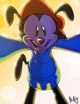 anthro bottomless clothed clothing hat headgear headwear looking_at_viewer male penis_silhouette kcnite animaniacs warner_brothers wakko_warner mammal absurd_res digital_drawing_(artwork) digital_media_(artwork) hi_res