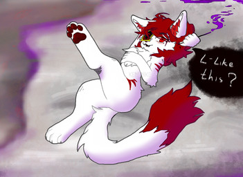 4_toes 5_fingers anthro curvy_figure dipstick_tail drugs ear_tuft eyeliner eyeshadow feet female fingers fluffy fluffy_chest fluffy_tail fur grey_background hair happy kemono long_tail looking_at_viewer makeup markings messy_hair nude nude_anthro nude_female one_eye_obstructed pawpads purple_smoke raised_leg red_body red_ear_fluff red_eyes red_eyeshadow red_fur red_hair red_markings red_pawpads red_tail_tip relaxed_expression relaxing resting short_hair simple_background smile smiling_at_viewer smoke solo speech_bubble suggestive suggestive_pose tail tail_markings talisman text toes tuft white_body white_ears white_fur white_tail wide_hips kemoniko54 canid canine fox mammal english_text shaded