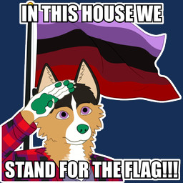 anthro black_body black_fur flag flag_(object) flannel fur gesture gloves_(marking) green_pawpads markings outline pawpads salute solo tan_body tan_fur text transspecies_pride_colors white_outline martin_shep martin_schaefer border_collie canid canine canis collie domestic_dog german_shepherd herding_dog mammal pastoral_dog sheepdog 1:1 alpha_channel digital_media_(artwork) english_text impact_(font)