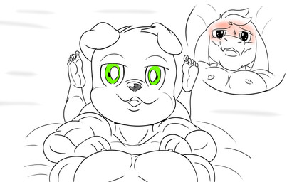5_toes anthro breasts duo feet female male male/female nipples teasing toes usury40 undertale undertale_(series) asriel_dreemurr canid canine mammal hi_res