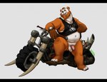 anthro balls beard black_bars bottomless bottomless_male clock clothed clothing facial_hair flaccid foreskin genitals humanoid_genitalia humanoid_penis male motorcycle navel nipples overweight overweight_male penis shirt simple_background solo tank_top topwear vehicle watch kronexfire blizzard_entertainment warcraft tenzin_(kronexfire) bear mammal pandaren 2024 hi_res letterbox