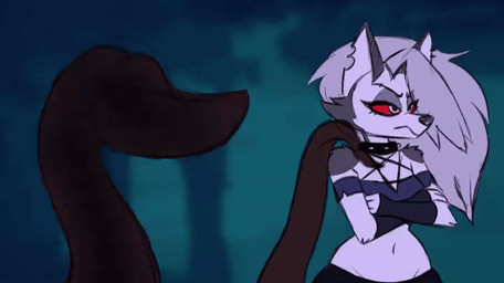 angry annoyed anthro anthro_on_feral bared_teeth bestiality bottomwear clothing collar crop_top dominant dominant_male duo female feral feral_dominating_anthro fingerless_gloves forest gloves growling hair handwear headpat hypnosis hypnotic_eyes imminent_death imminent_rape imminent_sex imminent_vore jungle male male/female midriff mind_control navel peril plant ringed_eyes shirt shorts spiked_collar spikes submissive submissive_female surprised teeth topwear touching_hair touching_head touching_tail tree turning_around outletdraws hellaverse helluva_boss mythology the_jungle_book kaa_(jungle_book) loona_(helluva_boss) canid canid_demon canine canis demon hellhound mammal mythological_canine mythological_creature python reptile scalie snake wolf 2d_animation animated crossover frame_by_frame