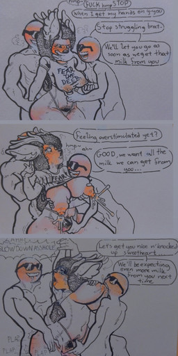 afro annoyed anthro antlers arms_above_head big_breasts blush bodily_fluids breast_expansion breast_milking breast_play breast_squish breast_suck breastfeeding breasts clothing dialogue ear_piercing expansion explicitly_stated_nonconsent faceless_character faceless_male female fingering fingering_partner forced gangbang genitals group group_sex hands_behind_back horn huge_breasts lactating magic male natural_hair nipple_fetish nipple_play nipples nude penetration_from_behind piercing profanity pubes rape sex sexual_assault shirt sound_effects squish sucking t-shirt tears tears_of_pleasure text thick_thighs thong topwear underwear vaginal vaginal_fingering vulva kwakwackers erica_(vhsdragoness) cervine deer mammal sika_deer comic english_text hi_res
