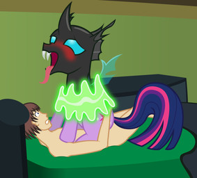 ahegao bed bestiality blush cowgirl_position duo female female_on_human female_on_top female_penetrated feral feral_penetrated from_front_position furniture human_on_feral human_penetrating human_penetrating_feral interspecies looking_pleasured male male/female male_on_bottom male_on_feral male_penetrating male_penetrating_female on_bottom on_top orgasm penetration sex shocked tongue tongue_out transformation transformation_through_sex what_has_magic_done what_has_science_done badumsquish friendship_is_magic hasbro my_little_pony anon fan_character generic_messy_hair_anime_anon twilight_sparkle_(mlp) arthropod changeling_(mlp) equid equine horse human mammal pony absurd_res hi_res