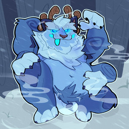 3_fingers 3_toes 4_arms 4_fingers anthro antlers balls belly blep blue_body blue_claws blue_eyebrows blue_eyes blue_fur blue_penis blue_tongue body_hair camera_view claws detailed_background eyebrows feet fingers flaccid fur fur_markings genitals hand_behind_head hand_on_knee hand_on_leg happy_trail horn looking_at_viewer male mane markings multi_arm multi_limb multicolored_body multicolored_fur navel nude nude_male on_ground overweight overweight_anthro overweight_male penis pink_inner_ear plant posing_for_picture raised_arm red_nose sitting snow solo taking_picture thick_eyebrows toes tongue tongue_out tree tusks whisker_spots white_body white_fur wind idijust league_of_legends riot_games tencent willump_(lol) yeti 1:1 2026 digital_drawing_(artwork) digital_media_(artwork) full-length_portrait hi_res portrait