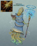 ambiguous_gender anthro blue-ringed_octopus book cephalopod clothed clothing coleoid english_text hi_res marine markings mollusk octopodiform octopus rappenem reference_image ring_(marking) scepter solo tentacles text