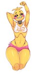 anthro breasts female machine navel solo yellow_body masc0t361 five_nights_at_freddy's five_nights_at_freddy's_2 scottgames toy_chica_(fnaf) animatronic avian bird canid chicken galliform gallus_(genus) mammal phasianid robot 2023 absurd_res digital_media_(artwork) hi_res