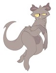 anthro biped bulge clothing detailed_bulge fur grey_body grey_fur horn male male_anthro simple_background solo tail underwear white_background yellow_eyes k1ko foggy_(k1ko) unknown_species digital_media_(artwork) hi_res