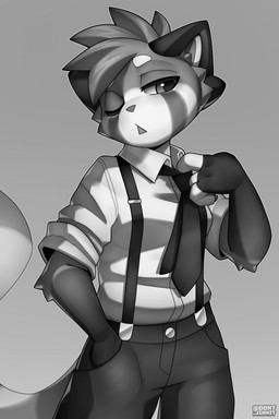 anthro biped bottomwear breasts claws clothed clothed_anthro clothed_female clothing female fingers front_view fully_clothed fully_clothed_anthro fully_clothed_female fur hair simple_background solo standing tail topwear jinxit pocky_(jinxit) ailurid mammal red_panda 2026 digital_drawing_(artwork) digital_media_(artwork) hi_res
