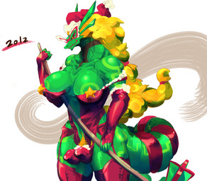 2012 anthro anthrofied big_breasts black_sclera blonde_hair breasts bulge christmas corset dickgirl elbow_gloves eyewear female gloves hair hat hemipenes holidays intersex lingerie long_hair multi_cock muscles muscular_female penis plain_background polearm pubes rayquaza santa_hat sasamix staff stick stockings white_background wide_hips yellow_eyes
Rating: Questionable
Score: 2
User: chdgs
Date: December 22, 2013