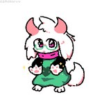 2_horns 3_fingers 3_toes anthro barefoot blush clothing dress eyewear feet fingers floppy_ears fur glasses heart_symbol horn looking_at_viewer male pawpads paws pink_eyes pink_horn pink_pawpads pink_scarf scarf simple_background solo star toes white_background white_body white_fur aamakuruu deltarune undertale_(series) ralsei bovid caprine goat mammal 1:1 digital_media_(artwork) pixel_(artwork)