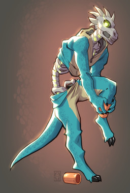 anthro blue_body bone claws featureless_crotch feet glowing glowing_eyes gold_(metal) gold_jewelry green_eyes horn jewelry male simple_background skeleton solo tail tan_body teeth toe_claws faint epic_games unreal_(series) rammaris_(maaarked_one) alien gen_mo'kai lizard reptile scalie digital_media_(artwork) hi_res