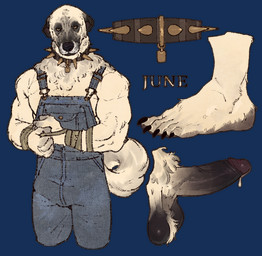 anthro athletic athletic_anthro athletic_male balls biceps black_nose bodily_fluids claws clothing collar erection feet fluffy fluffy_tail foreskin fur genital_fluids genitals humanoid_genitalia humanoid_penis male neck_tuft overalls overalls_only penis precum pubes simple_background solo spiked_collar spikes tail toe_claws transparent_background tuft white_body white_fur roamingthrough canid canine canis domestic_dog kangal livestock_guardian_dog mammal molosser mountain_dog pastoral_dog 2024 alpha_channel hi_res