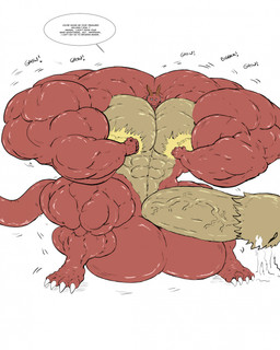 absorbing anthro big_muscles big_penis flexing genitals growth huge_muscles huge_penis hyper hyper_genitalia hyper_muscles hyper_penis male muscular muscular_male penis solo standing text treasure setrak mythology dragon mythological_creature mythological_scalie scalie english_text hi_res