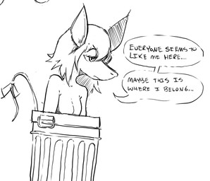 accessory anthro bow_(feature) bow_accessory bow_ribbon breasts container dialogue featureless_breasts female flat_chested furgonomics hair in_container in_trash inside_trash_can nude ribbons simple_background solo speech_bubble tail tail_accessory tail_bow tail_ribbon text trash_can white_background smekbo final_fantasy final_fantasy_ix square_enix freya_crescent burmecian mammal rodent black_and_white english_text monochrome