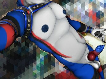 animal_genitalia animal_penis anthro balls black_markings black_pawpads blue_body blue_clothing blue_penis canine_genitalia canine_penis clothing dack dutch_angle genitals male markings muscular navel nipples pattern_background pawpads pecs penis photo_background red_markings red_penis simple_background solo torso_shot vein veiny_penis lykim lykimowl canid canine mammal absurd_res digital_media_(artwork) draw_over hi_res mixed_media photography_(artwork)