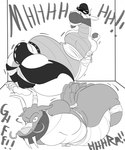anthro arms_tied bdsm big_butt bound bulge butt duo gag gagged genitals leather_daddy legs_tied male male/male penis penis_base megazone23 kings_of_hell mythology beithir_(kings_of_hell) bune_(kings_of_hell) dragon mythological_creature mythological_scalie scalie hi_res monochrome