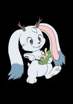 2_horns ambiguous_gender anthro antlers biped black_nose buckteeth cooking floppy_ears head_tuft holding_object horn long_ears raised_foot scut_tail short_tail solo tail teeth tuft white_body minum jackalope lagomorph mammal 2025 absurd_res alpha_channel hi_res