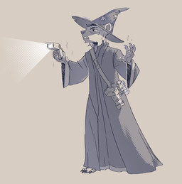 anthro camera camera_flash camera_strap claws clothing constellation_markings fur hat headgear headwear long_sleeves male markings solo standing toe_claws ursa_major_(constellation) wizard_hat wizard_robe pashhhtet lun_(lunerman) bear mammal polar_bear ursine absurd_res full-length_portrait hi_res portrait
