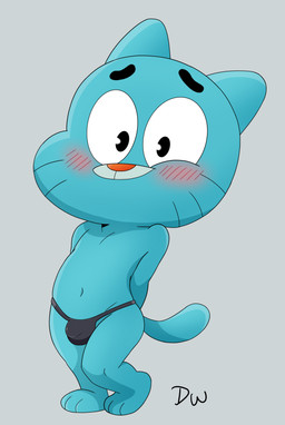 3_toes anthro biped black_clothing black_eyebrows black_eyes black_thong black_underwear blue_body blue_fur blue_tail blush blush_lines bulge clothed clothed_anthro clothed_male clothing detailed_bulge embarrassed eyebrows feet fur glistening glistening_eyes grey_background hands_behind_back logo looking_at_viewer male male_anthro markings navel orange_nose simple_background solo tail thong thong_only toes topless topless_anthro topless_male underwear underwear_only whisker_markings young young_anthro young_male darkwolf79 cartoon_network the_amazing_world_of_gumball gumball_watterson domestic_cat felid feline felis mammal 2025 absurd_res artist_logo digital_media_(artwork) hi_res
