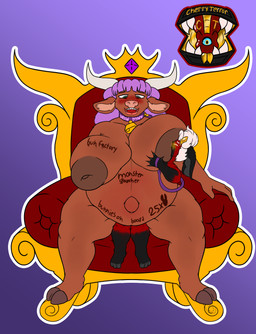 anthro balls_deep belly_blush blue_eyes blush blush_lines blushing_profusely bodily_fluids body_blush body_writing breast_blush breast_grab breast_play breast_squeeze breast_squish breast_suck breasts butt chair collar collar_only cowbell crown crown_only cum cum_inside cum_on_body cum_on_breasts cum_on_face duo_focus ear_piercing excessive_cum excessive_genital_fluids exposed_breasts eyebrow_piercing facial_piercing facing_forward female freckled_butt freckled_face freckles front_view furniture genital_fluids genitals glowing glowing_belly glowing_cum glowing_genitalia group hair hand_on_breast headgear headgear_only hooved_toes hooves humiliation humiliation_fetish knotting lactating larger_anthro larger_female leash leashed_collar male moan nipples nude penetration piercing pink_hair pregnant pregnant_female pregnant_sex role_reversal royalty sex simple_background size_difference slime small_dom_big_sub smaller_male solo_focus squeezing squish sucking text thick_thighs throne throne_sex unusual_bodily_fluids unusual_cum unusual_genital_fluids vaginal vaginal_penetration white_hair cherryterror jack_the_mimic bovid bovine goo_creature lagomorph mammal mimic 2025 absurd_res english_text hi_res