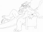 anthro anus clothing erection eyewear genitals gloves goggles handwear male penis simple_background solo tail thick_tail white_background salamander_(artist) legendz mythology shiron dragon mythological_creature mythological_scalie scalie wind_dragon monochrome sketch