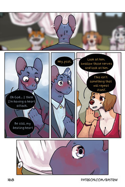 anthro biped bodily_fluids clothed clothing dialogue female flushed formal_clothing fully_clothed group hairless male sweat text wedding whispering bastriw pato_(bastriw) canid canine canis domestic_cat domestic_dog felid feline felis mammal 2:3 comic english_text hi_res url