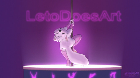 anthro biped butt clothed clothed_anthro clothed_male clothing dancing feet fingers fur hair looking_at_viewer male paws pole pole_dancing smile solo standing tail teeth toes letodoesart leto_(letodoesart) canid canine fox mammal 16:9 2026 digital_drawing_(artwork) digital_media_(artwork) hi_res widescreen