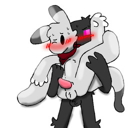 abdominal_bulge blush bodily_fluids carrying_another carrying_partner carrying_position duo male male/male sweat mushroomwolf microsoft minecraft mojang rain_world videocult xbox_game_studios enderman slugcat 1:1