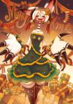 anthro bell big_hands breasts claws clothed clothing dress female festive fur hair holidays legwear long_neck open_mouth solo stockings wide_hips sho_shibamoto christmas flower_knight_dakini prakasha_(flower_knight_dakini) canid canine fox mammal 2018