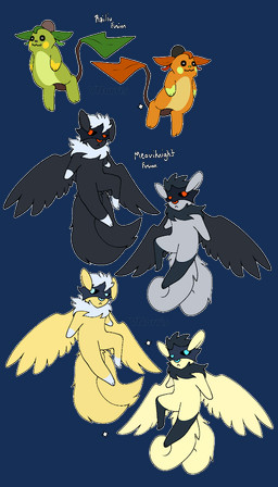 ambiguous_gender female feral fusion group male pokemon_fusion simple_background text transparent_background puppetmaster13uwu nintendo pokemon corviknight generation_1_pokemon generation_6_pokemon generation_8_pokemon generation_9_pokemon meowstic meowstic_(female) meowstic_(male) pokemon_(species) raichu shiny_pokemon smoliv 4:7 alpha_channel