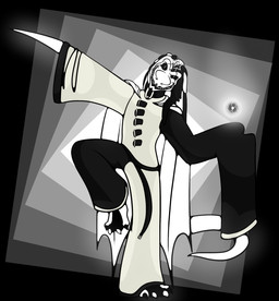 abstract_background ambiguous_gender anthro black_claws black_sclera claws clothed clothing dreadlocks energy_ball insane long_sleeves looking_at_viewer markings membrane_(anatomy) membranous_wings pupils restraints scales smile solo straitjacket teeth toe_claws white_claws white_pupils wings x231 anomaly_(character) scalie 2016 digital_media_(artwork) hi_res monochrome