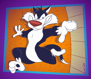 3_toes 4_fingers anthro arched_foot arched_soles belly big_belly big_butt biped black_body black_eyes black_fur black_pawpads breakdancing butt butt_from_the_front cheek_tuft chest_tuft clenched_teeth curling_tail curling_toes curvy_figure dancing dipstick_tail ears_outwards facial_tuft fangs feet fence fingers fur gesture glance gloves_(marking) grass grin grinning_at_viewer hand_gesture head_tuft high-angle_view humanoid_feet humanoid_hands humanoid_heel leg_markings looking_aside looking_aside_at_viewer looking_at_viewer male markings nude nude_anthro nude_male open_mouth open_smile orange_grass outside pawpads paws pecs pivoted_ears plant plantigrade pointing pointing_at_viewer pose red_nose ribs sharp_teeth slightly_chubby slightly_chubby_anthro slightly_chubby_male small_waist smile smiling_at_viewer smirk smirking_at_viewer smug smug_expression smug_face smug_grin socks_(marking) soles solo tail tail_markings tasteful_nudity teeth thick_calves thick_thighs toes toothy_grin tuft whisker_spots whiskers white_belly white_body white_feet white_fur white_hands white_sclera white_tail_tip wide_hipped_anthro wide_hipped_male wide_hips gavanzude looney_tunes warner_brothers sylvester_(looney_tunes) domestic_cat felid feline felis mammal tuxedo_cat 2026 alternate_version_at_paywall colored digital_drawing_(artwork) digital_media_(artwork) flat_colors hi_res pinup signature