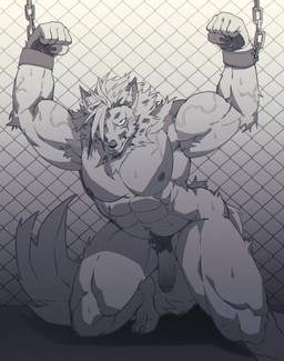 5_fingers 5_toes abs angry anthro armpit_hair barazoku barefoot bdsm biceps biped blush body_hair bondage bound captured chain chained claws clenched_teeth cuff_(restraint) facial_hair facial_markings feet fingers foreskin fur genitals hair head_markings humanoid_feet humanoid_hands kneeling looking_at_viewer male markings musclegut muscular muscular_anthro muscular_male muscular_sub muscular_thighs navel nipples nude partially_retracted_foreskin pecs penis plantigrade pubes restrained restraints shackles solo submissive submissive_male teeth toes vein veiny_muscles veiny_penis 239 anothereidos_of_dragon_vein_r zacharoff_(anothereidos_r) canid canine canis mammal wolf 2022 greyscale hi_res monochrome
